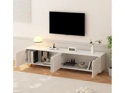ModernLuxe Móvel para TV 180×40×45 cm - 4 portas - para televisores de 75 polegadas - Branco