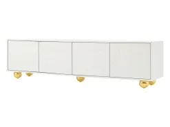 ModernLuxe Móvel para TV 180×40×45 cm - 4 portas - para televisores de 75 polegadas - Branco