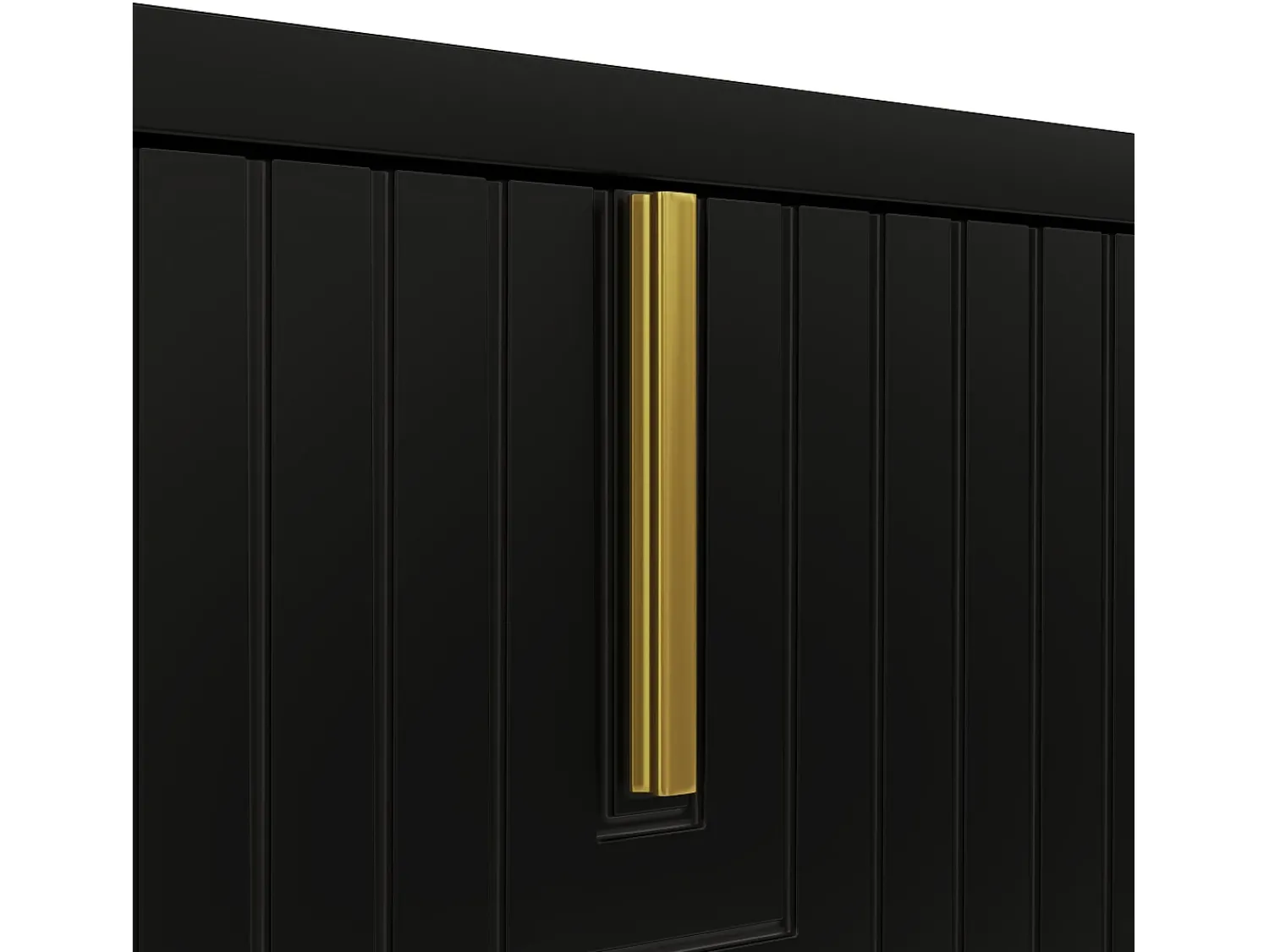 Móvel De Tv|ModernLuxe Móvel para TV 160×38×44,5 cm - 4 portas - Puxadores e pés dourados - Painel de partículas - Preto