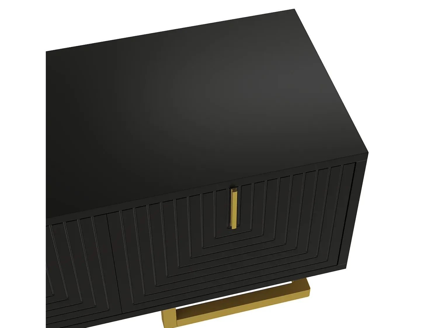 Móvel De Tv|ModernLuxe Móvel para TV 160×38×44,5 cm - 4 portas - Puxadores e pés dourados - Painel de partículas - Preto