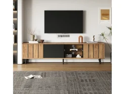 New ModernLuxe Móvel para TV 175×31,5×45 cm - 3 portas - Adequado para TV de 75 polegadas - natural + preto Natural claro