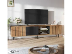 New ModernLuxe Móvel para TV 175×31,5×45 cm - 3 portas - Adequado para TV de 75 polegadas - natural + preto Natural claro