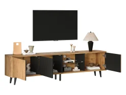 New ModernLuxe Móvel para TV 175×31,5×45 cm - 3 portas - Adequado para TV de 75 polegadas - natural + preto Natural claro
