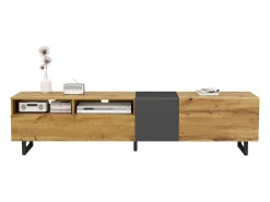 Móvel De Tv|ModernLuxe Móvel para TV 170×36,5×42 cm - 3 portas - 2 compartimentos de armazenamento - Pés em metal em U - Acabamento madeirado - Natural Natural claro