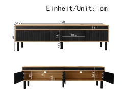 ModernLuxe Móvel para TV 170×38×47,7 cm - 3 portas - MDF + painel de partículas - natural +^ Móvel De Tv