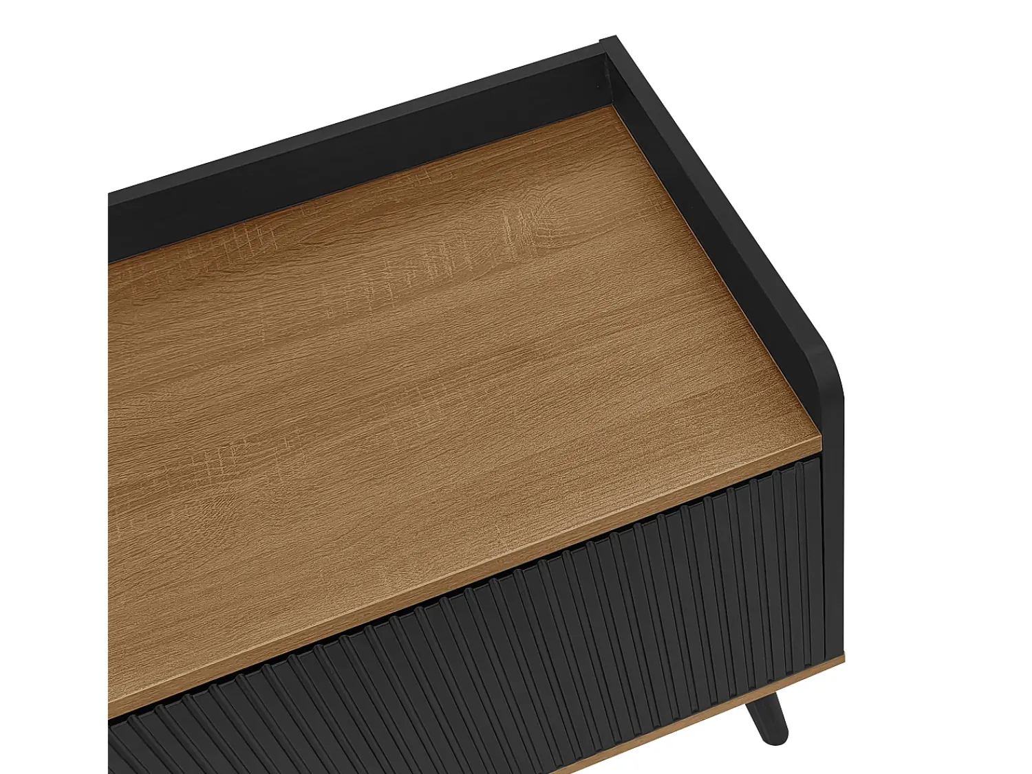 Móvel De Tv|ModernLuxe Móvel para TV 160×39×49,5 cm - com 3 portas - acabamento madeirado - pés de madeira maciça - MDF + painel de partículas - preto e natural Preto / Natural claro