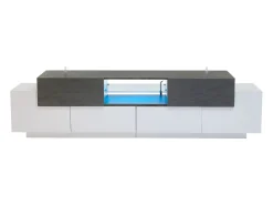 Móvel De Tv|ModernLuxe Móvel para TV 180×40×45 cm - com iluminação LED - com 2 gavetas e 4 portas - para TVs de 80/75/70/65/55 polegadas - branco/cinza Cinzento / Branco