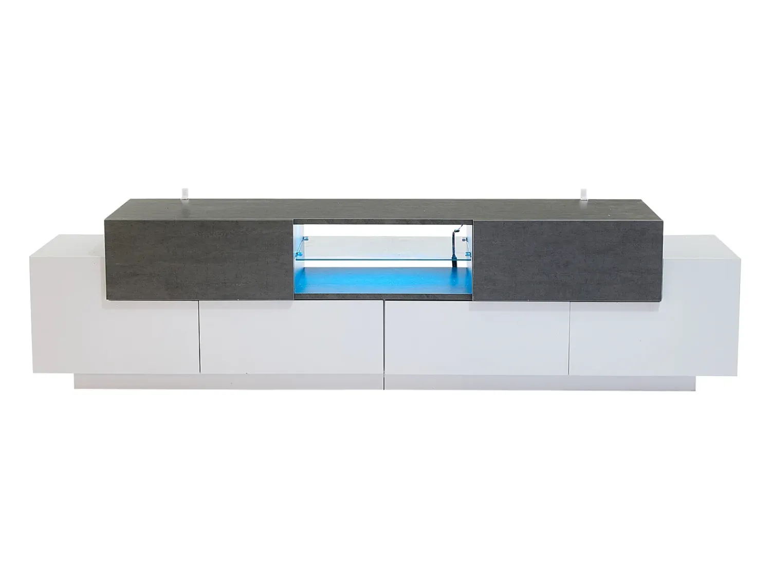 Móvel De Tv|ModernLuxe Móvel para TV 180×40×45 cm - com iluminação LED - com 2 gavetas e 4 portas - para TVs de 80/75/70/65/55 polegadas - branco/cinza Cinzento / Branco