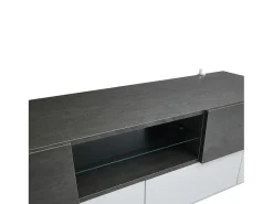 Móvel De Tv|ModernLuxe Móvel para TV 180×40×45 cm - com iluminação LED - com 2 gavetas e 4 portas - para TVs de 80/75/70/65/55 polegadas - branco/cinza Cinzento / Branco