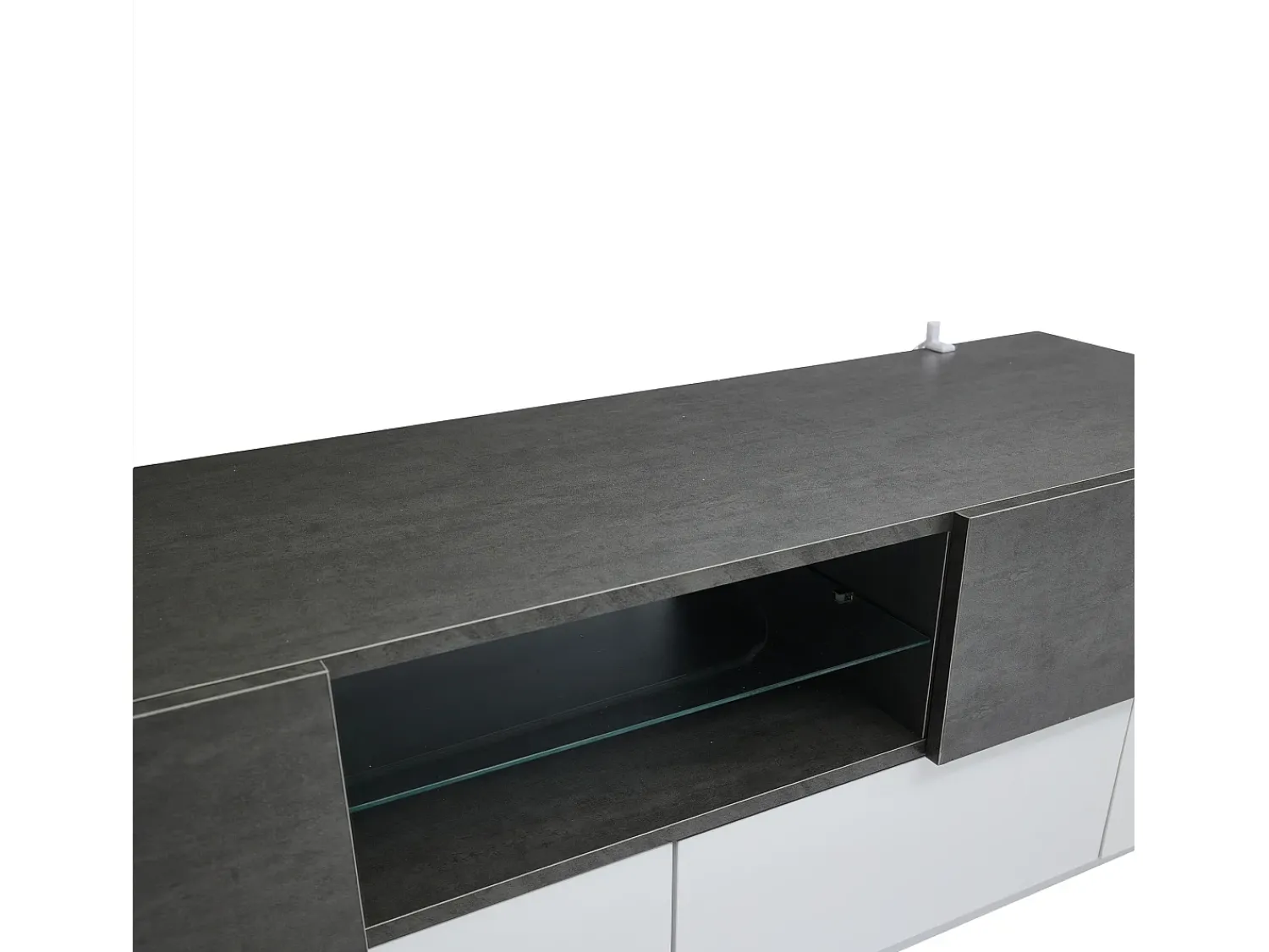 Móvel De Tv|ModernLuxe Móvel para TV 180×40×45 cm - com iluminação LED - com 2 gavetas e 4 portas - para TVs de 80/75/70/65/55 polegadas - branco/cinza Cinzento / Branco
