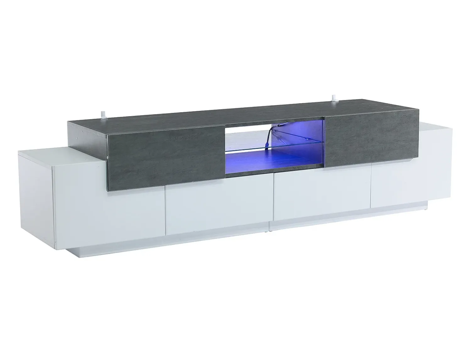 Móvel De Tv|ModernLuxe Móvel para TV 180×40×45 cm - com iluminação LED - com 2 gavetas e 4 portas - para TVs de 80/75/70/65/55 polegadas - branco/cinza Cinzento / Branco