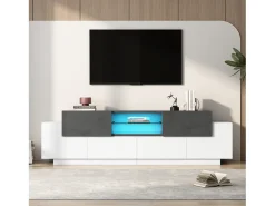 Móvel De Tv|ModernLuxe Móvel para TV 180×40×45 cm - com iluminação LED - com 2 gavetas e 4 portas - para TVs de 80/75/70/65/55 polegadas - branco/cinza Cinzento / Branco