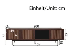 Online DripeX Móvel para TV 200 cm - com LED e porta de vidro - MDF e painel de partículas - Natural Natural escuro