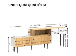 Discount ModernLuxe Móvel para TV 220×30×63,4 cm - design em dois módulos - acabamento madeirado - branco + natural Natural claro / Branco