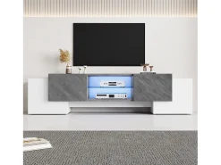 Móvel De Tv*ModernLuxe Móvel para TV - com 4 portas - com iluminação LED - para televisores 80/75/70/65/55 polegadas - branco + cinza Cinzento / Branco