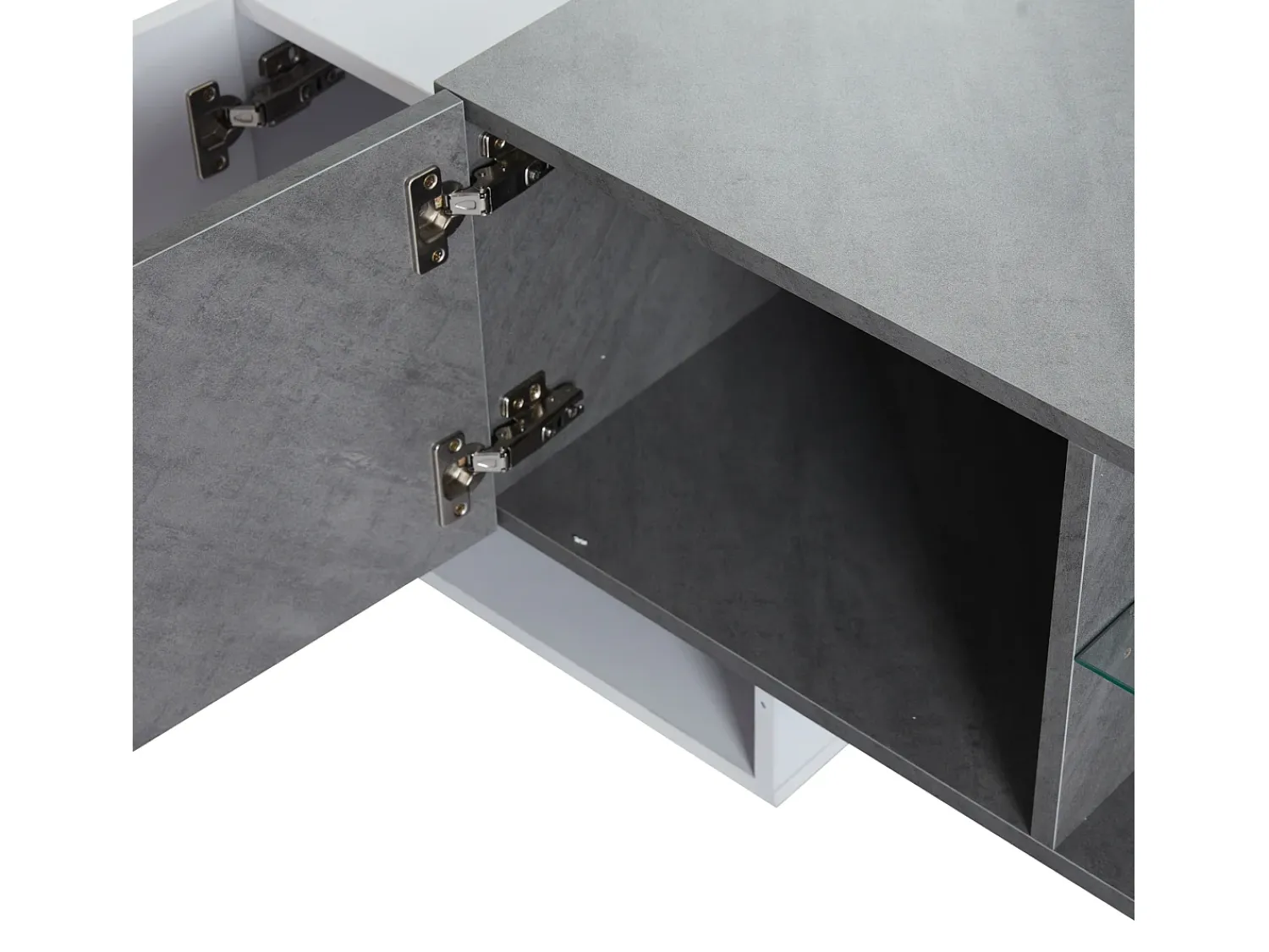 Móvel De Tv*ModernLuxe Móvel para TV - com 4 portas - com iluminação LED - para televisores 80/75/70/65/55 polegadas - branco + cinza Cinzento / Branco