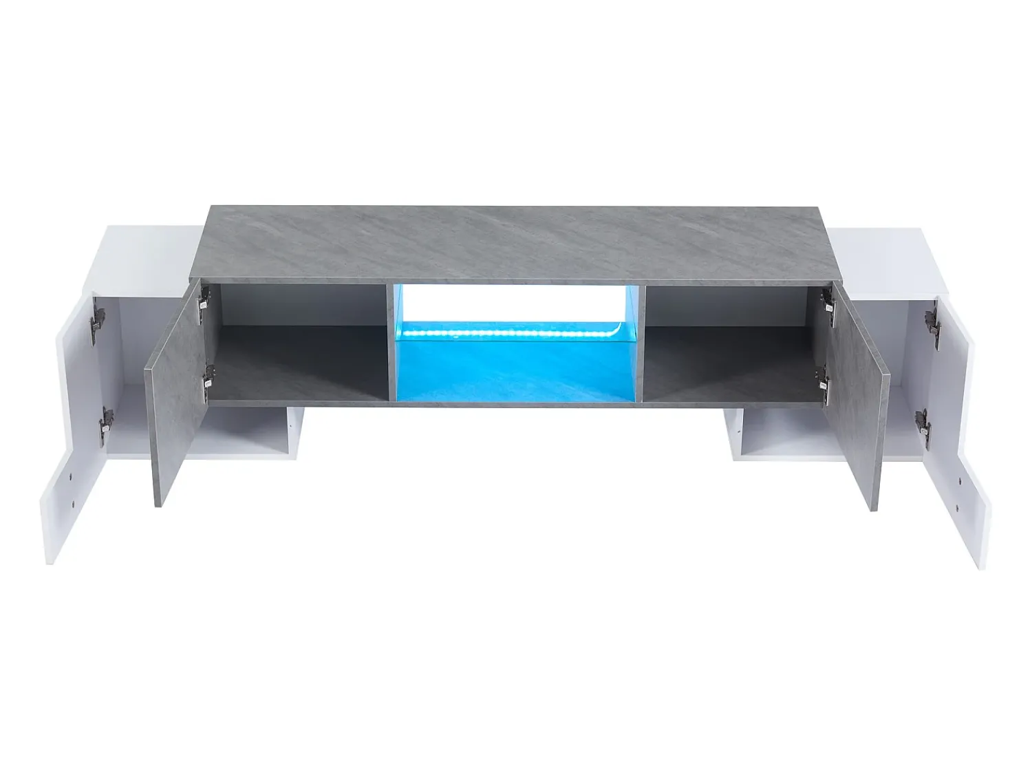 Móvel De Tv*ModernLuxe Móvel para TV - com 4 portas - com iluminação LED - para televisores 80/75/70/65/55 polegadas - branco + cinza Cinzento / Branco