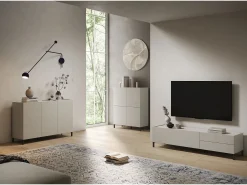 ITAMOBY Móvel para TV 1 porta abatible e 2 gavetas 160x42x40 cm Solaria caxemira^ Móvel De Tv
