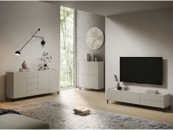 ITAMOBY Móvel para TV 1 porta abatible e 2 gavetas 160x42x40 cm Solaria caxemira^ Móvel De Tv
