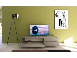 ITAMOBY Móvel para TV 1 porta abatible e 2 gavetas 160x42x40 cm Solaria caxemira^ Móvel De Tv