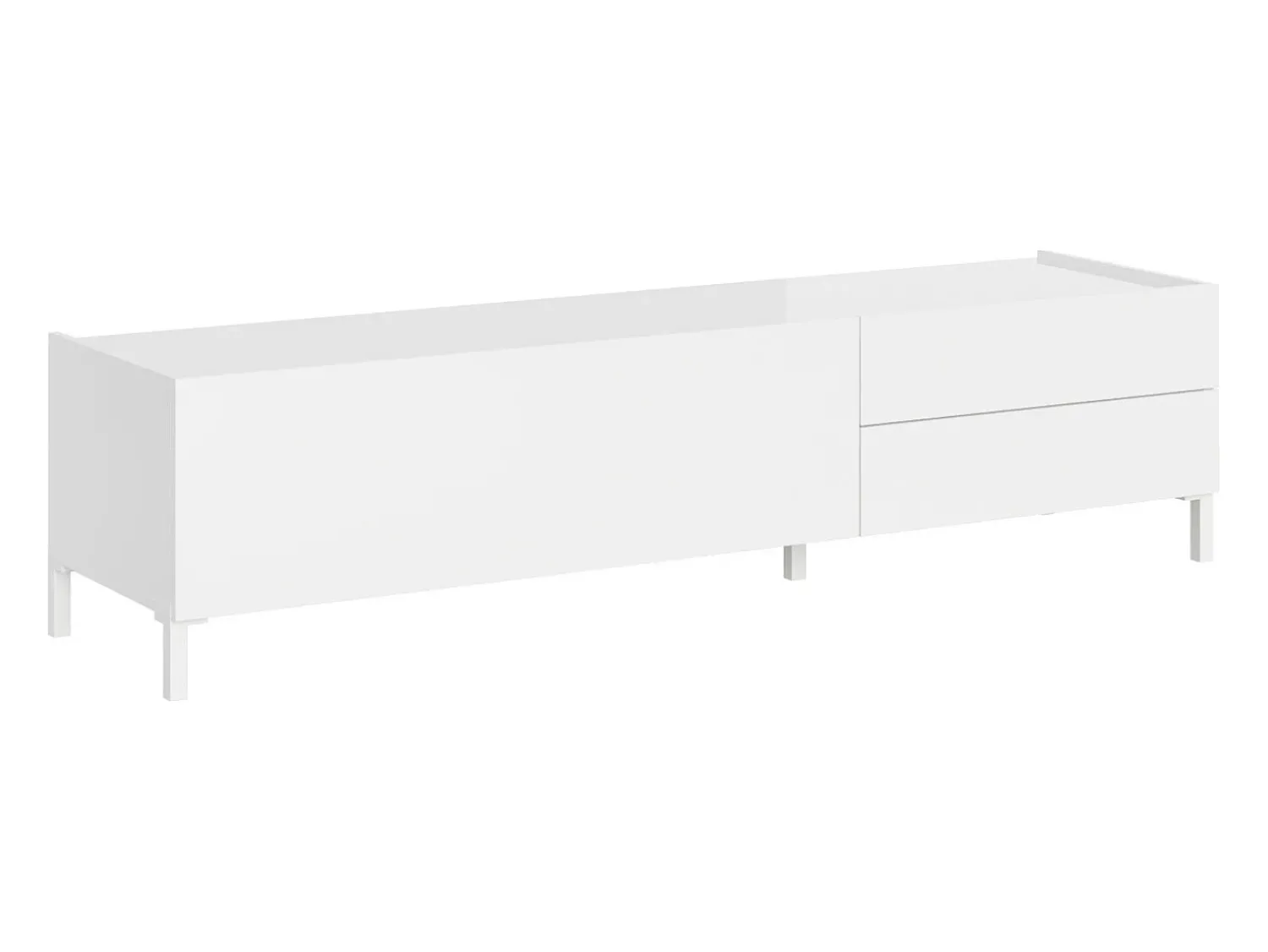 Clearance ITAMOBY Móvel para TV 1 porta abatible e 2 gavetas 160x42x40 cm Solaria brilhante Branco