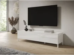 Clearance ITAMOBY Móvel para TV 1 porta abatible e 2 gavetas 160x42x40 cm Solaria brilhante Branco