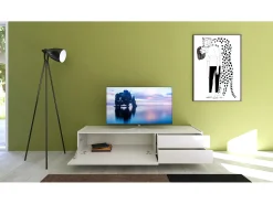 Clearance ITAMOBY Móvel para TV 1 porta abatible e 2 gavetas 160x42x40 cm Solaria brilhante Branco