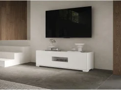 Móvel De Tv*ITAMOBY Móvel para TV 3 portas 130x40x48 cm Riflesso brilhante Branco