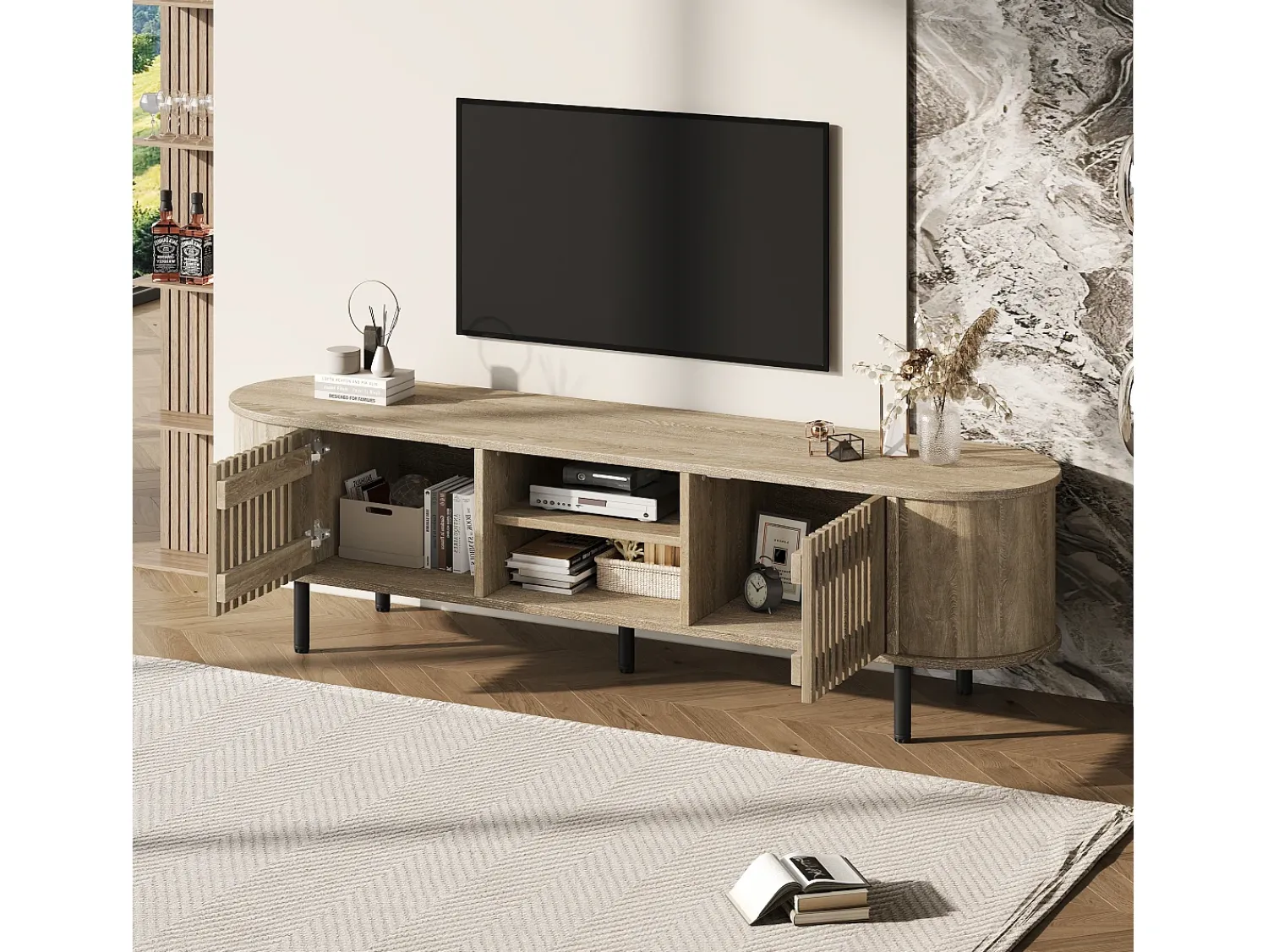 Sale Hauss Spole Móvel para TV 160 x 40 x 47 cm com 2 portas - Cor madeira natural Natural claro