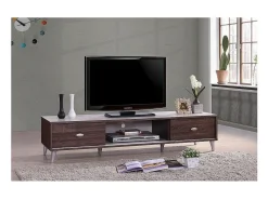 Móvel De Tv*Meublorama Móvel para TV ANKARA 150 cm com duas portas de correr nas cores nogueira e branco. Castanho