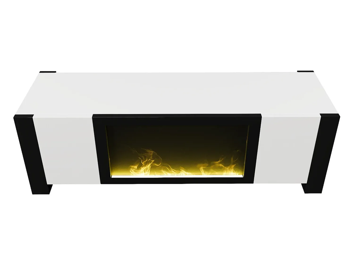 Discount Móvel para TV, aparador baixo com efeito de chama de lareira elétrica, sem função de aquecimento, branco Preto