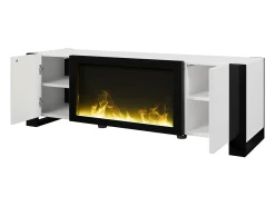 Discount Móvel para TV, aparador baixo com efeito de chama de lareira elétrica, sem função de aquecimento, branco Preto