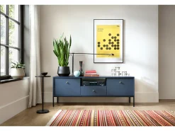 Clearance Móvel para TV, marinho, 153,4 x 56,2 x 39 cm, pés pretos Azul