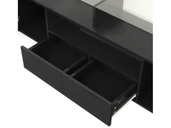 Clearance Móvel para TV baixo de 200 cm, com iluminação LED, design moderno e elegante superfície de vidro, para sala de estar, . Branco