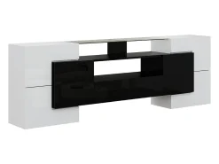 Clearance Móvel para TV baixo de 200 cm, com iluminação LED, design moderno e elegante superfície de vidro, para sala de estar, . Branco