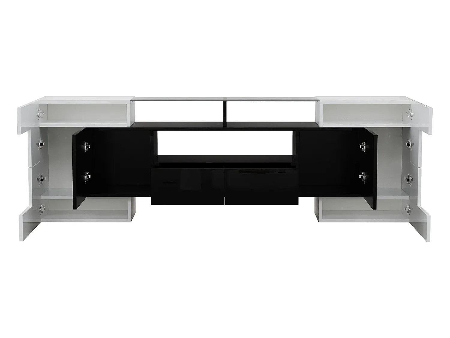 Clearance Móvel para TV baixo de 200 cm, com iluminação LED, design moderno e elegante superfície de vidro, para sala de estar, . Branco