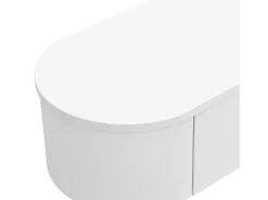 New Móvel para TV baixo, tampo curvo, gavetas, pés dourados, para sala de estar, 174x35x41cm, Branco