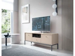 Discount Móvel para TV, areia, 153,4 x 56,2 x 39 cm, pés pretos Bege