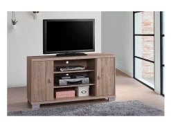 Meublorama Móvel para TV BELEK 120 cm com 2 portas e 3 nichos na cor Sonoma.^ Móvel De Tv