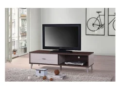 Móvel De Tv|Meublorama Móvel para TV BODRUM 120 cm com uma porta de correr nas cores nogueira e branco. Castanho