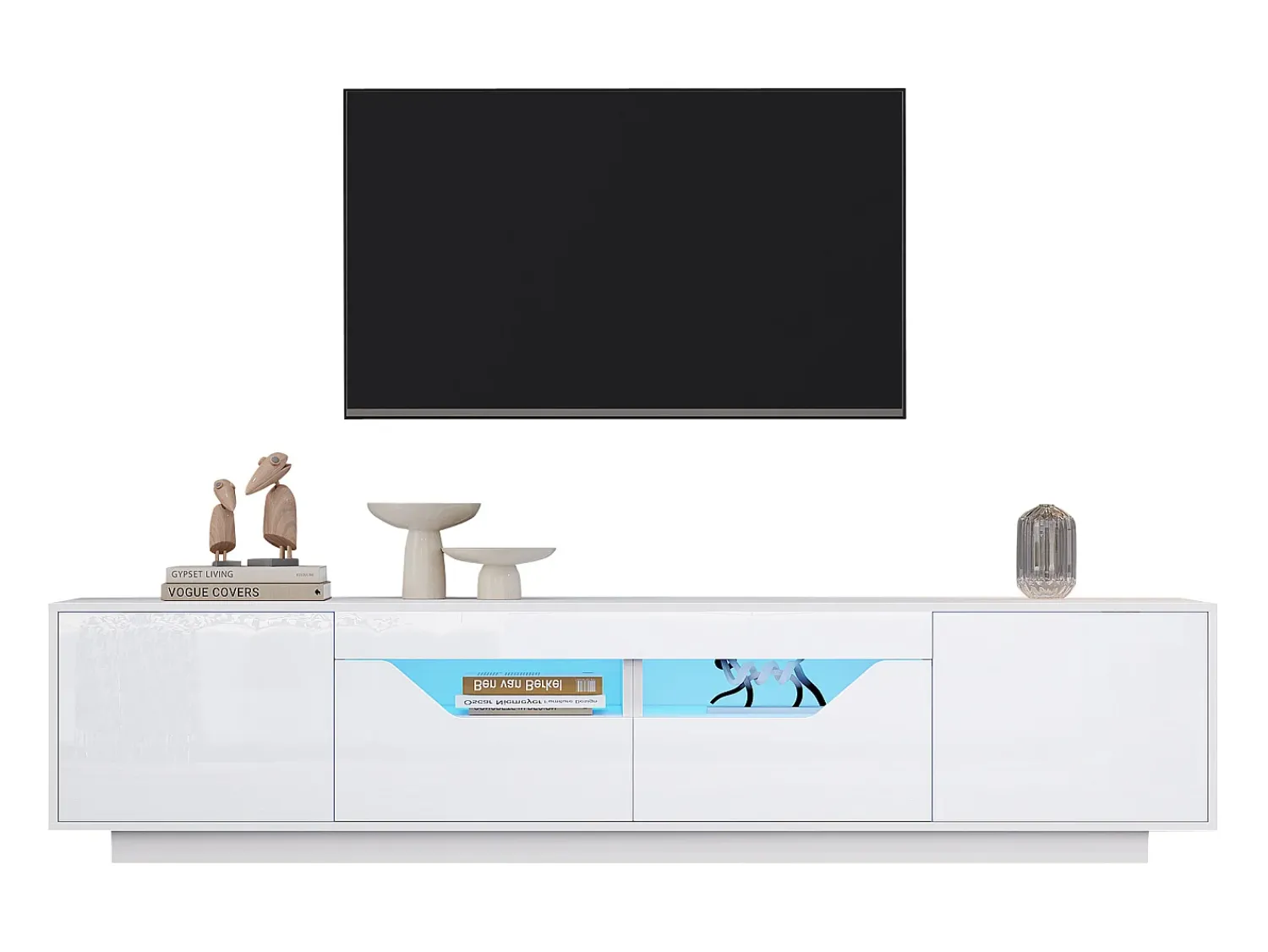 Móvel De Tv*Hauss Spole Móvel para TV , 180 x 40 x 45 cm - 2 gavetas e 2 portas - Acabamento lacado brilhante Branco