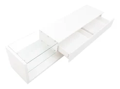 Móvel De Tv|Hauss Spole Móvel para TV brilhante com iluminação LED, 2 gavetas e 2 prateleiras em vidro - Madeira PB Branco