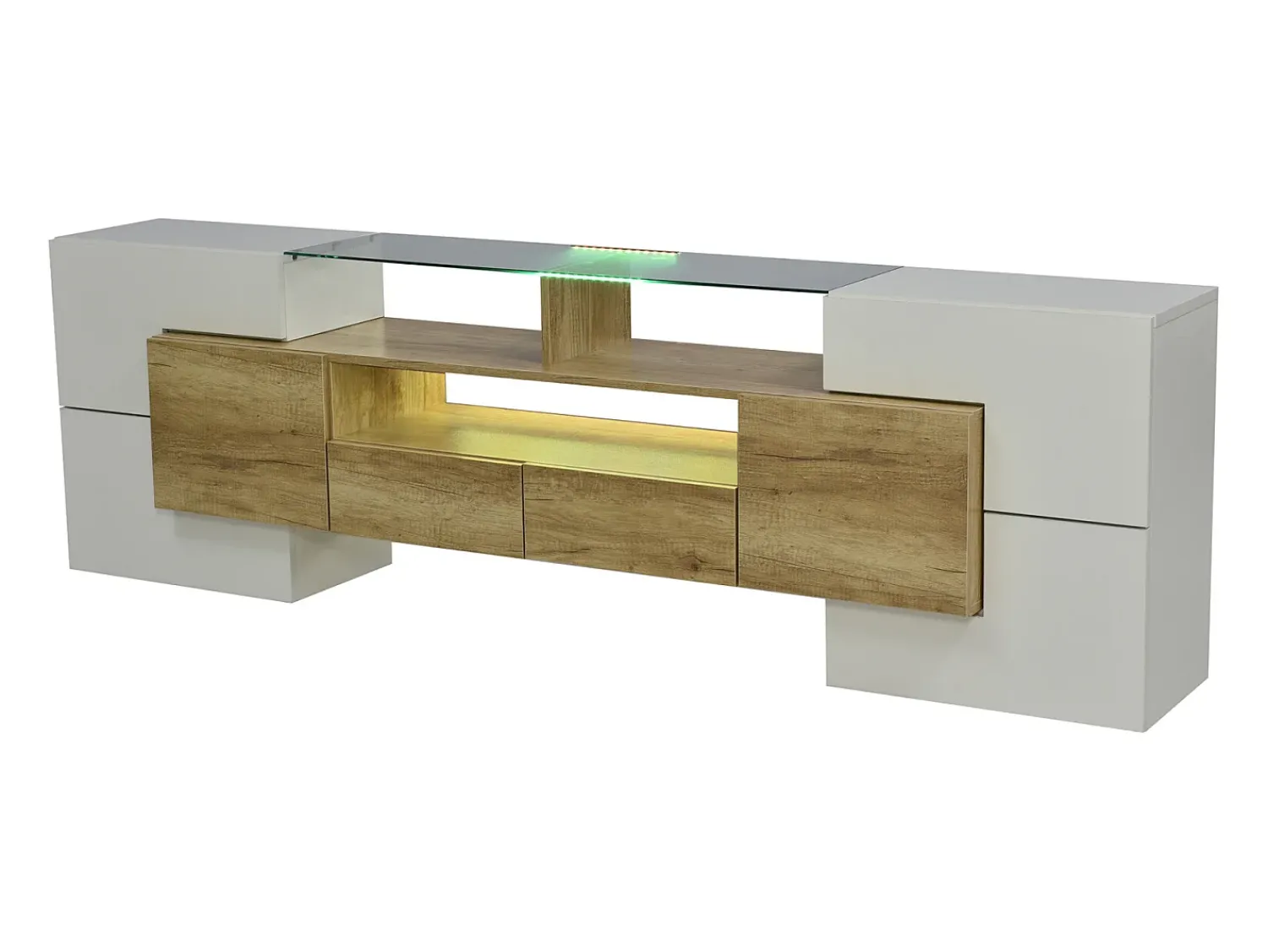Móvel para TV brilhante, 200 x 30 x 60,7 cm, duas gavetas, seis portas, iluminação LED, para sala de estar.^ Móvel De Tv