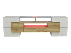 Móvel para TV brilhante, 200 x 30 x 60,7 cm, duas gavetas, seis portas, iluminação LED, para sala de estar.^ Móvel De Tv
