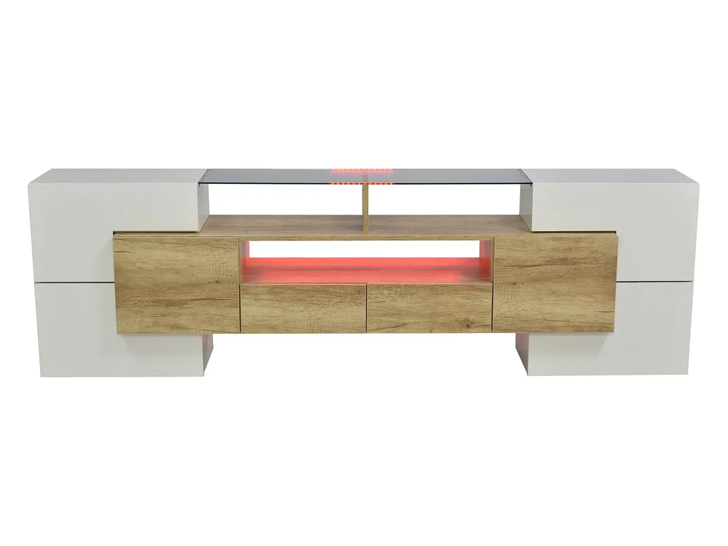 Móvel para TV brilhante, 200 x 30 x 60,7 cm, duas gavetas, seis portas, iluminação LED, para sala de estar.^ Móvel De Tv