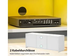 Outlet Móvel para TV , com 2 portas, prateleira de vidro, iluminação LED e sistema de gerenciamento de cabos, para sala de estar, 120 x 34 x 45 cm Branco