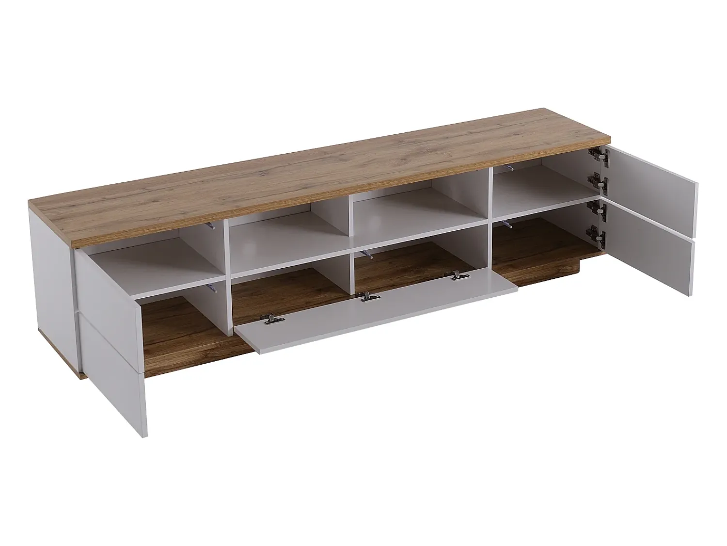 Online Móvel para TV , com espaço de armazenamento e acabamento em madeira, para sala de estar, 180 x 38 x 46 cm Branco