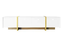 Móvel para TV com vários compartimentos de armazenamento, design vertical moderno com acabamento fosco e detalhes dourados, 190 x 35 x 45 cm, .^ Móvel De Tv