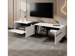 Móvel De Tv*Hauss Spole Móvel para TV de 180 cm com 3 portas - Madeira PB - e preto Branco