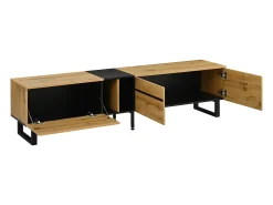 Móvel De Tv*Hauss Spole Móvel para TV branco de 180 cm com 3 portas - Madeira PB - Cor: Madeira e preto Natural claro